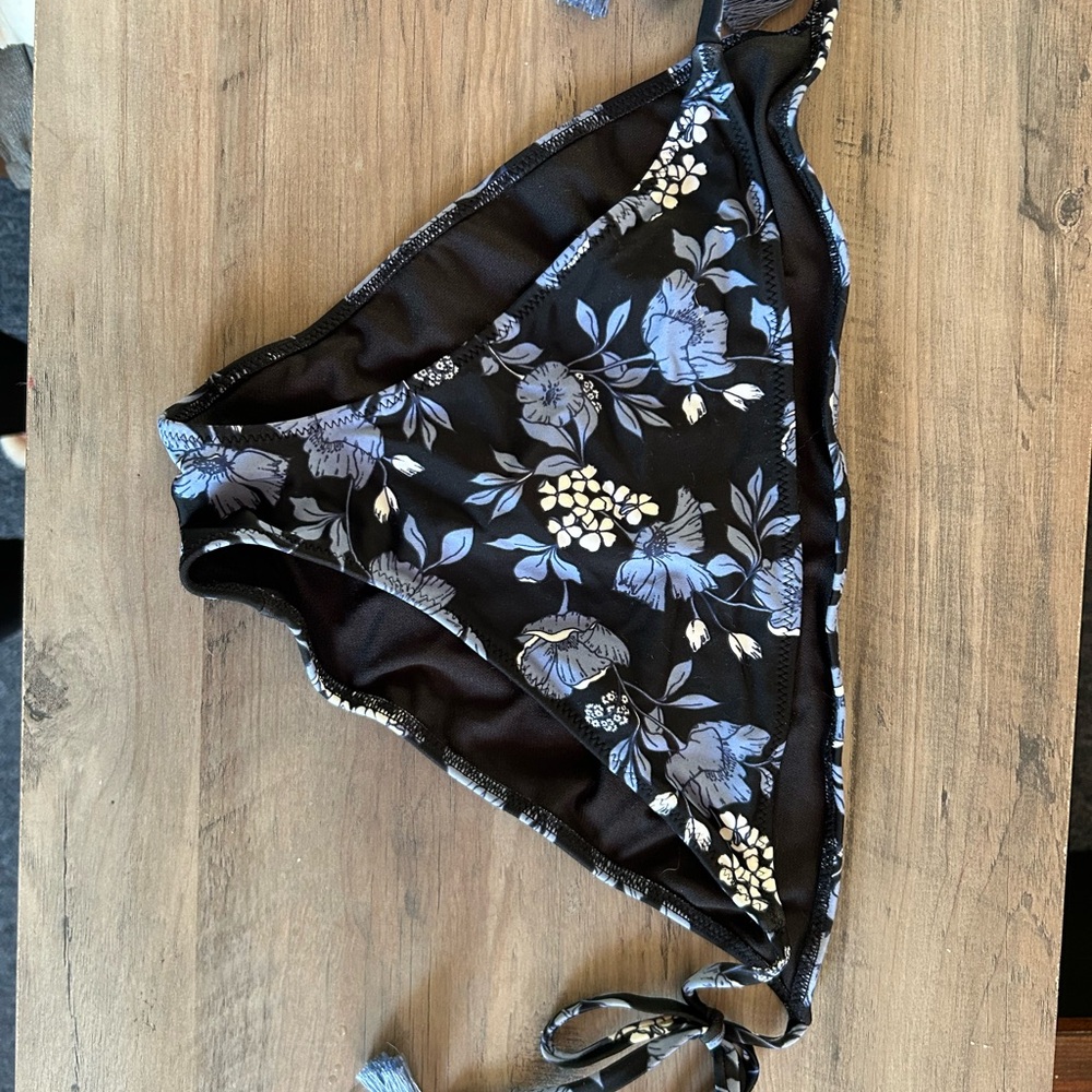 Floral Black and Blue Bikini Bottom